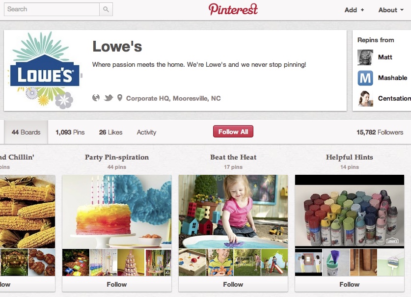 Lowes Pinterest Profile