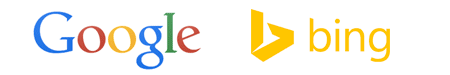 Google and Bing search engine logos