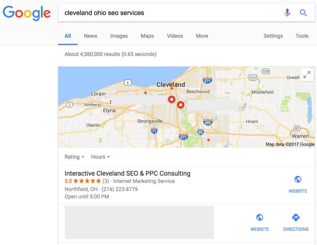 cleveland local seo result