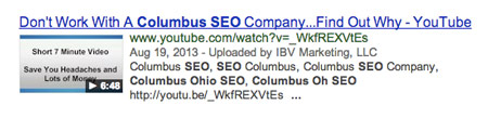 Look at this garbage video Google is ranking for "Columbus SEO".